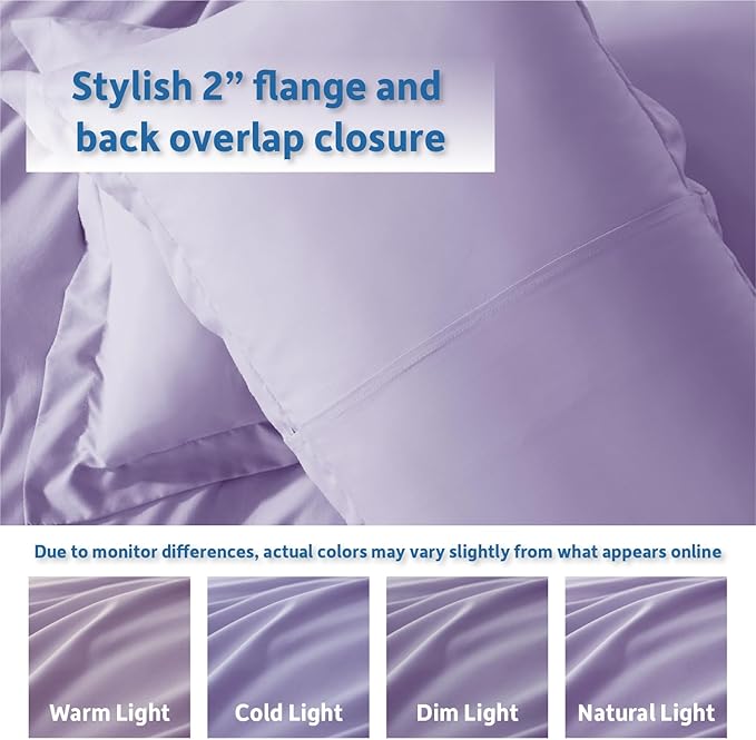 Nestl Full Duvet Cover Set with Comforter Insert - Lavender 4 Piece 80x90 Duvet Cover & 2 Pillow Shams with White Quilted Down Alternative Comforter, Ultra Soft, All Season