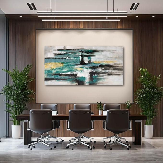 Green and Black Wall Decor Abstract Canvas Wall Art Textured Room Decor Modern Wall Prints for Bedroom Office 24"x 48" Framed Art Posters for Home