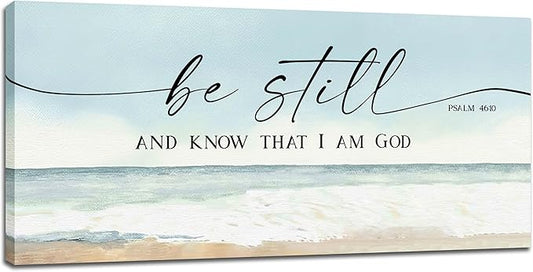 Large Christian Wall Art Be Still and Know That I Am God Pictures Wall Decor Bible Verse Psalm Canvas Painting Print Modern Home Decor Artworks Framed for Living Room Bathroom Master Bedroom 60"x30"