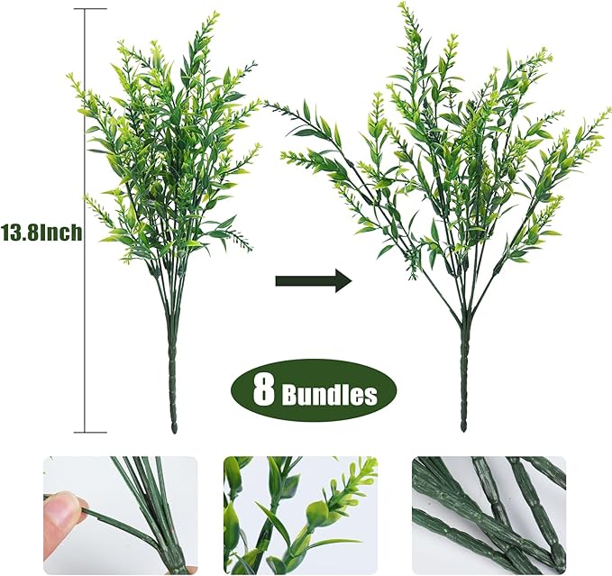 RECUTMS Fake Plants Artificial Spring Plants Outdoor Fake Flowers for Outdoor Artificial Flowers UV Resistant Artificial Plants Outdoor Front Porch Spring Decorations for Home(Green)