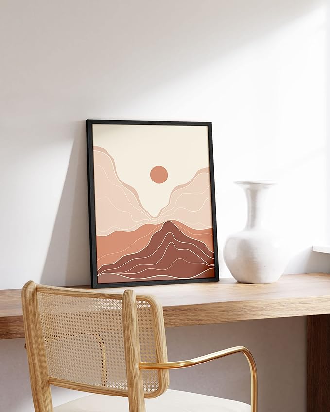 HAUS AND HUES Woman Drawing Line Art Wall Decor (16x20 Unframed, Landscape Sun and View)