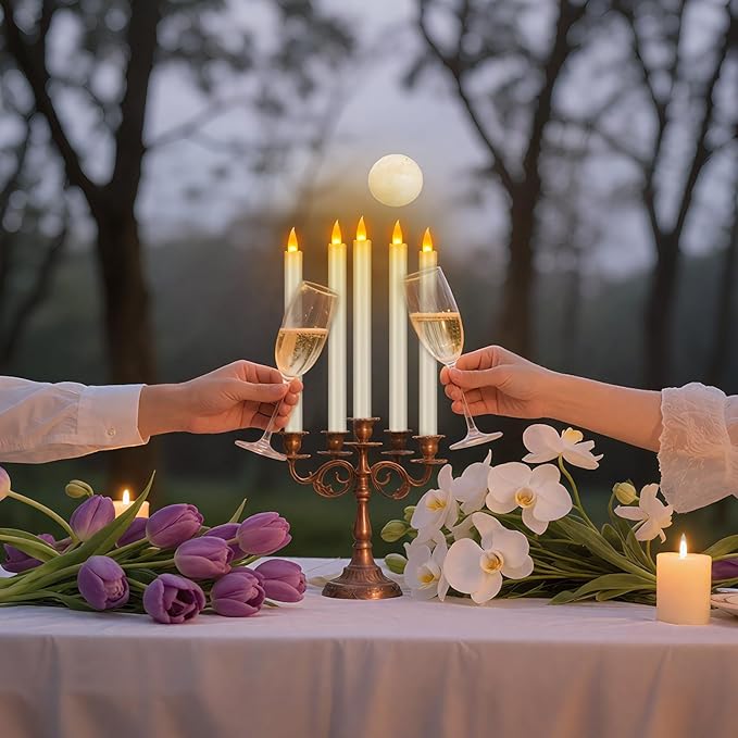 Flameless Taper Candles 10" Dripless Battery Operated with Remote Timer 6 Pack, 400+ Hours by 2 AA Batteries for Home Decor, Candlelight Dinner, Weddings