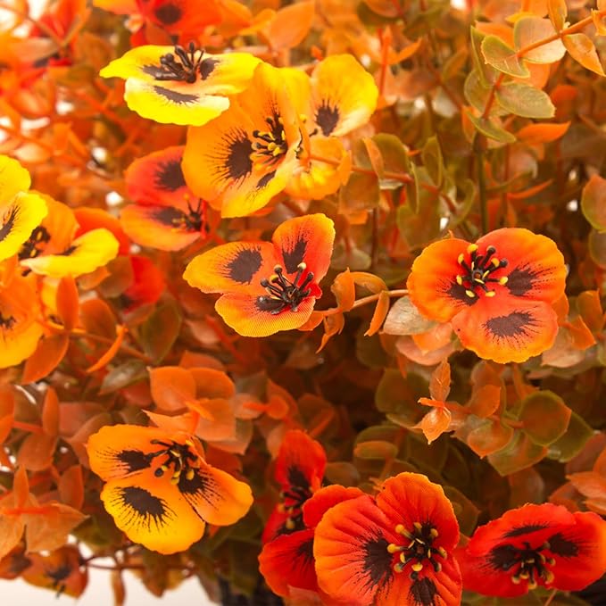 12 Bundles Artificial Flowers Outdoor Fake Fall Flowers for Outside Decoration UV Resistant Plastic Faux Plants for Garden Window Porch Balcony Fall Wedding Thanksgiving Decor(Mix)