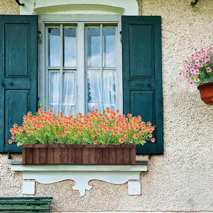 Artificial Flowers UV Resistant Outdoor,12 Bundles Faux Plants for Fall Thanksgiving Christmas Patio Porch Decor, No Fade Window Box Fake Greenery for Home Wedding Walkway Decoration