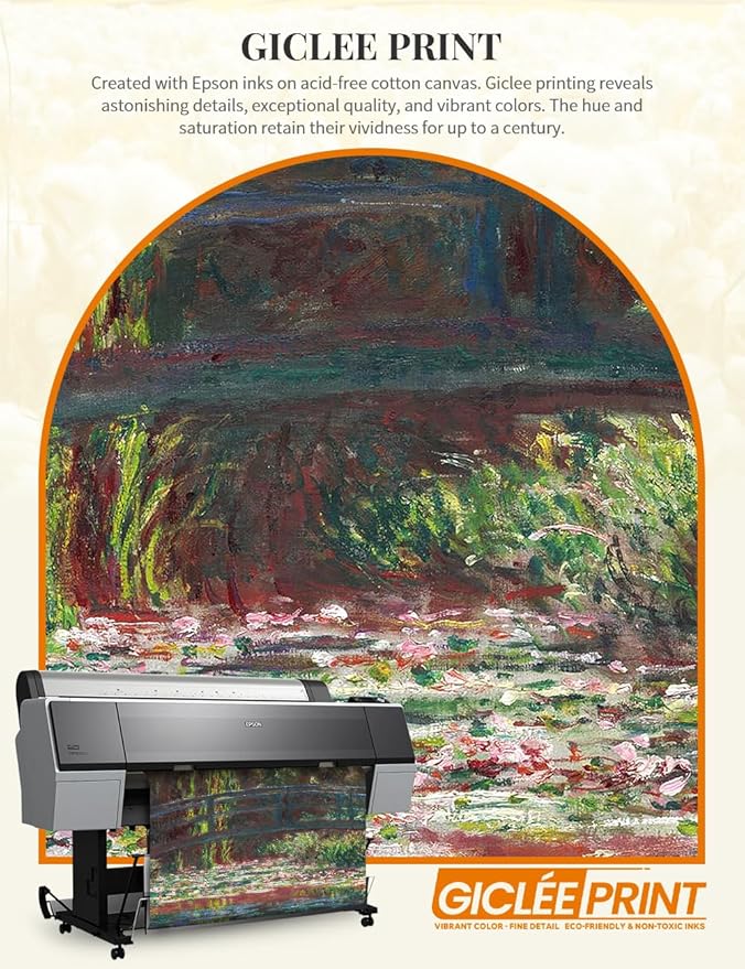 DECORARTS - Claude Monet Water Lily Pond, Large Framed Wall Art, Canvas Size 28x35, Outer Dimensions Larger With Customizable Solid Wood Frames, Giclee Canvas Print, Made in USA