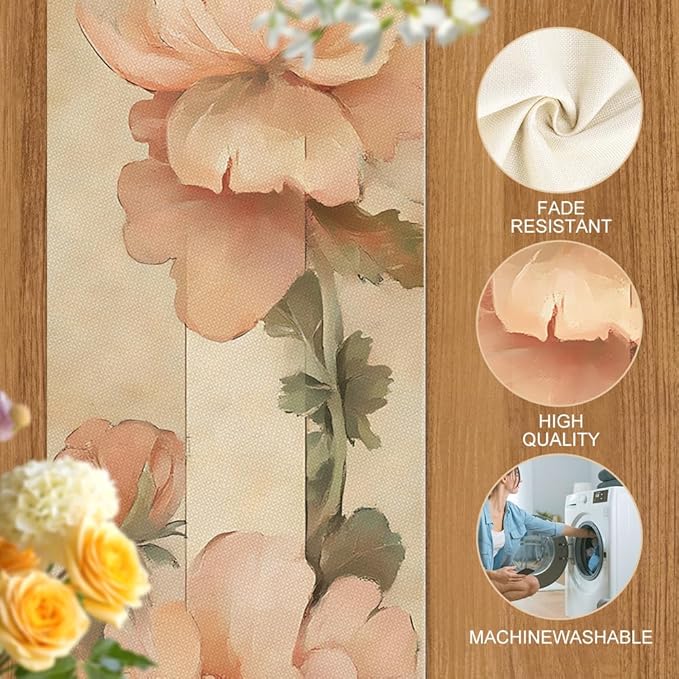 ANNA QUEEN Flowers Table Runner 13 x 72 Inch for Dining Table, Table Runner for Seasonal Autumn Kitchen Dining Table Decoration for Home Party Decor Thanksgiving Harvest