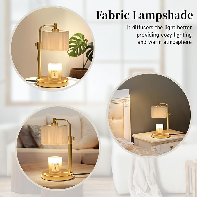 Candle Warmer Lamp with Timer, Candle Wax Warmer Adjustable Height Candle Lamp Warmer for Jar Candles, House Warming Gifts Home Decor Gifts for Women(Gold-Upgrade)