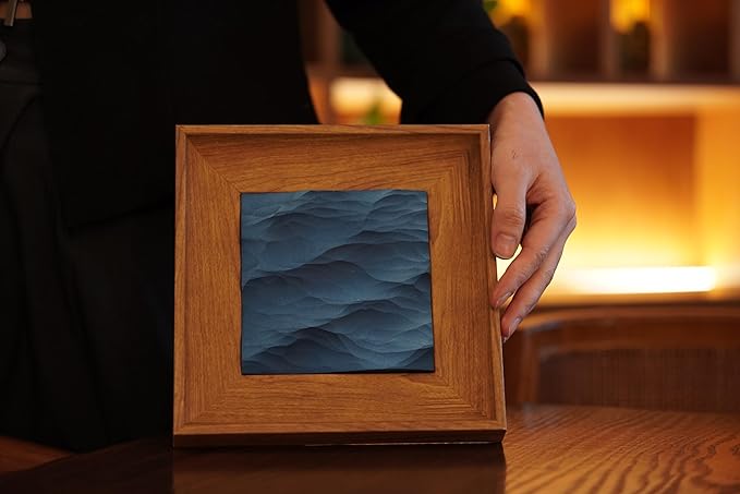 wall decor with Wave Carving Design, Creative Bedroom Decor,Wall decoration,wooden wall art. blue ocean-themed, handcrafted, new-home décor,gift for housewarming, Desk accessory (natural-7.87in)