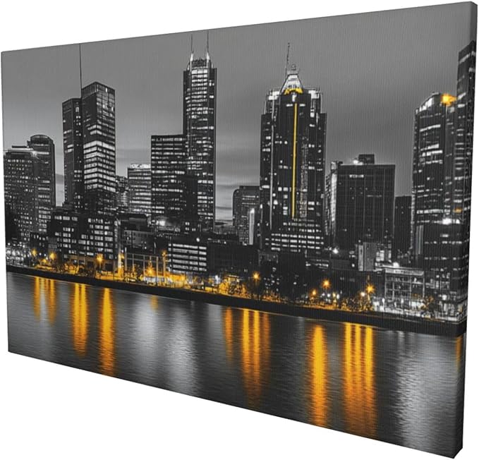 Olivine Nashville Large Wall Art, Black and White Pictures Wall Decor, Cityscape Painting, Tennessee Canvas Prints, Framed Artwork for Dining Room Living Room Bedroom Bathroom Office Home 60"x30"