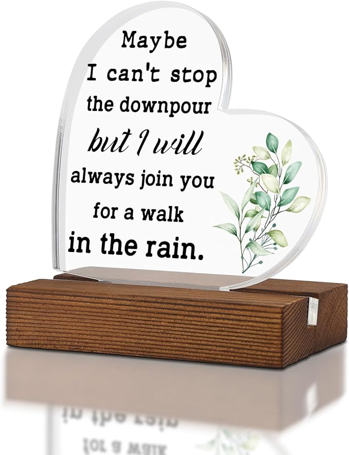 XA318 Acrylic Sign Plaque - Maybe I Can't Stop The Downpour, Tough Time Gift for Her, Get Well Gift for Women, Home Office Decor