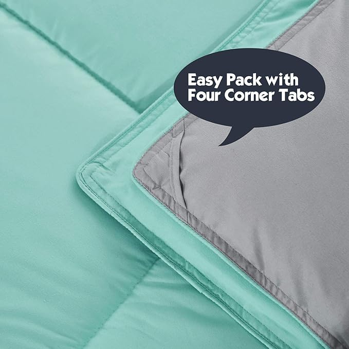 HIG Reversible Lightweight Comforter - All Season Down Alternative Summer Duvet Insert Blue Quilted Bedding Comforter with Corner Tabs Twin/Twin XL Size Aqua Blue/Light Grey