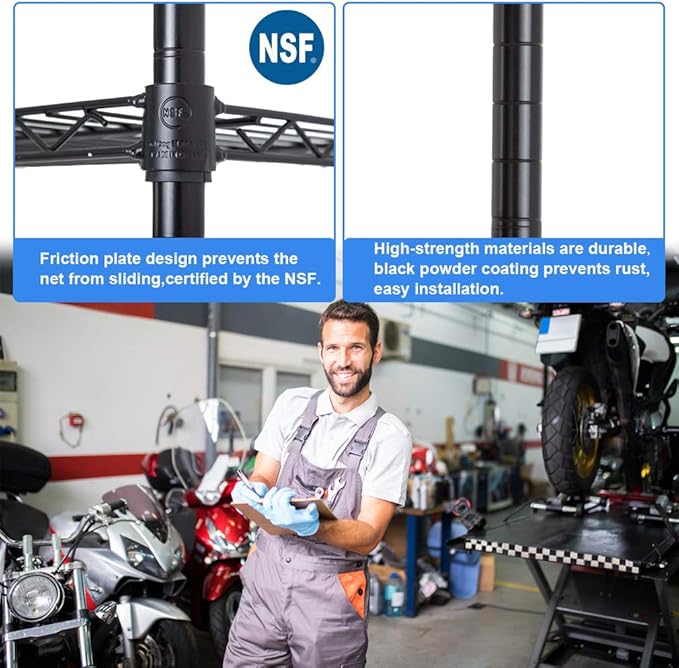 BestOffice | 5-Tier Wire Storage Shelves | 36x14x72 | Black | with Adjustable Racks | Heavy-Duty Metal Shelf, Holds Upto 1000 lbs | No-Tool Assembly | Ideal for Home & Garage Shelving