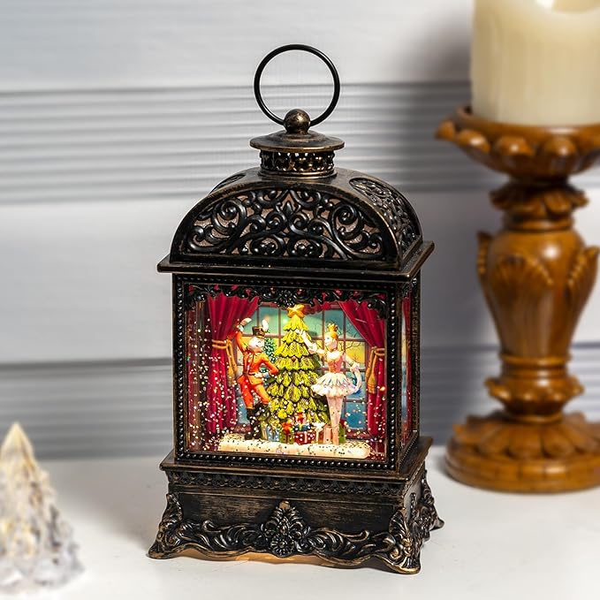 Christmas Snow Globe Lantern, Dancing Princess, Nutcracker and Ballerina, Christmas Tree, Holiday Decorations Gifts for Family, Children or Friends