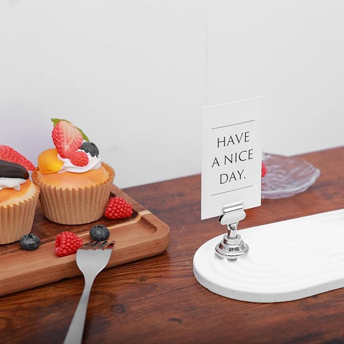 Urban Deco 16PK Table Number Holders Place Card Holders 1.7 Inch Table Card Holders Steel Card Holders for Photos, Food Signs, Memo Notes, Weddings, Restaurants, Birthdays(Silver)