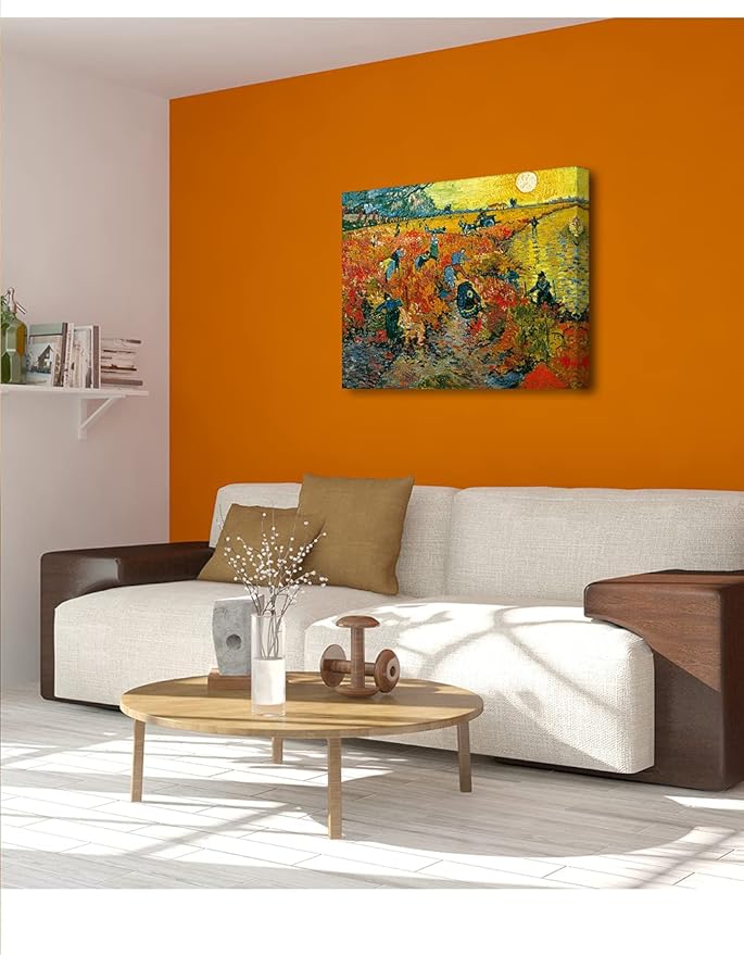 DECORARTS - The Red Vineyards, Vincent Van Gogh Art Reproduction. Giclee Canvas Prints Wall Art for Home Decor 30x24