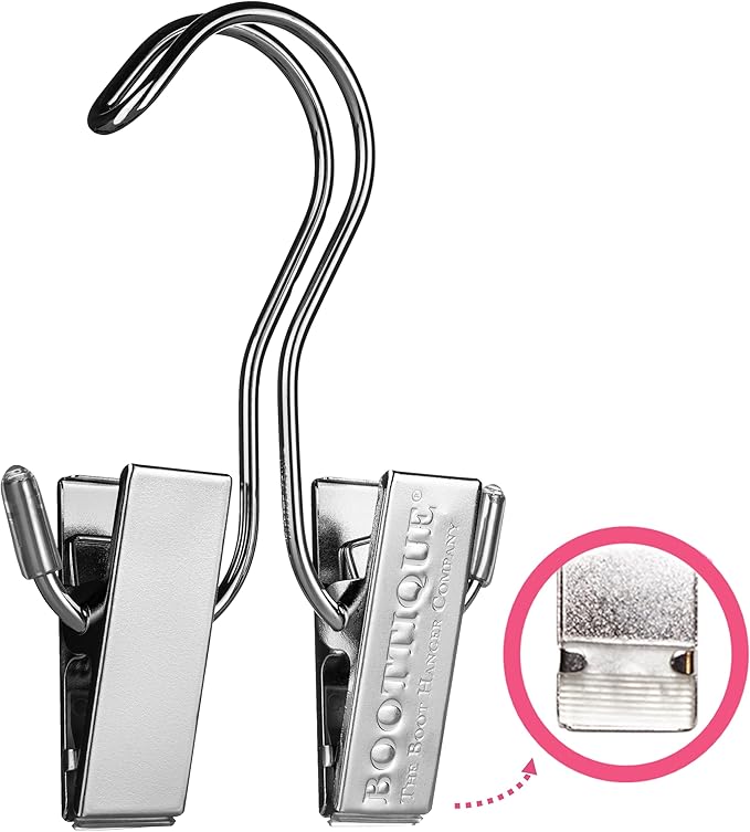 Original Boot Hanger - Shoe Storage Space Saver (Set of 3); Boot Hanger, Holder, Clips, Storage (Silver)