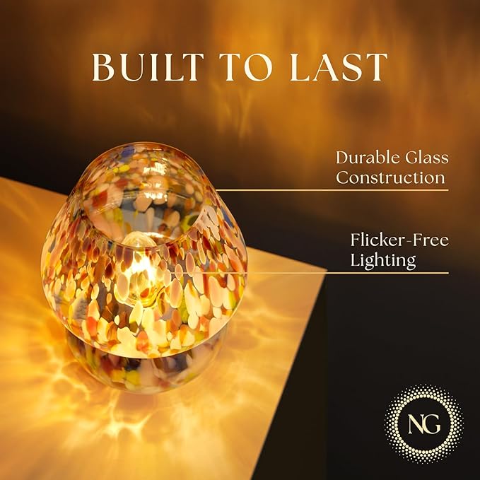 Next Glow Mushroom Lamp – Modern Dimmable LED Night Light for Bedrooms, Kids Rooms, Bedside Nightstands, Living Room Table and Kitchen Decor – Desk Light, E26 Socket w 120V Bulb, 5.9 x 7.3 (Colorful)