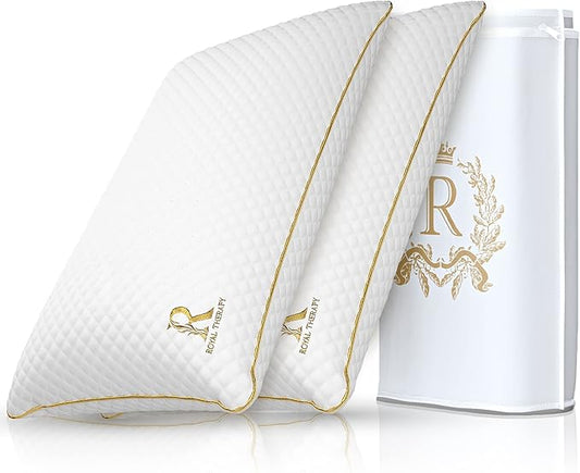 Royal Therapy 2-Pack King Size Pillows, Memory Foam Pillow - Shredded Foam, Hypoallergenic Bamboo-Derived Rayon Cover, CertiPUR-US Certified, Removable Cover, for All Sleep Positions, Neck Pain Relief