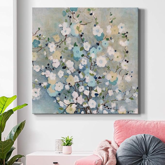 Wexford Home Square Premium Gallery Wrapped Canvas Flower Multicolor Wall Art Abstract Floral Romance Modern Pictures Print for Home Office, Ready to Hang, summer at the lake, 40x40