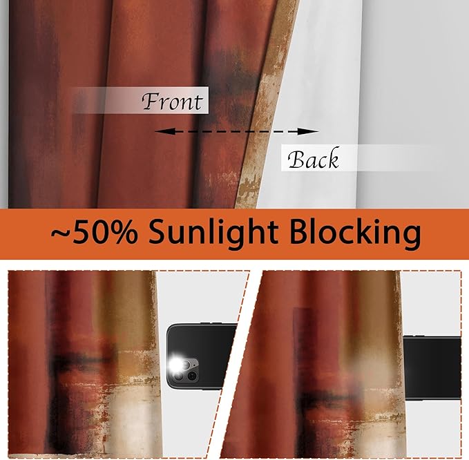 Asuexpect Burnt Orange Curtains 2 Panels Abstract Rust Curtain Room Darkening Grommet Window Treatments Modern Decorative for Bedroom Living Room, 52x96 Inches