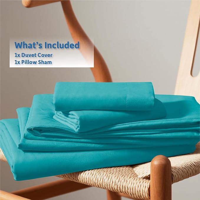 Nestl Twin Duvet Cover Set - Soft Double Brushed Teal Duvet Cover Twin XL, 2 Piece, with Button Closure, 1 Duvet Cover 68x90 inches and 1 Pillow Sham