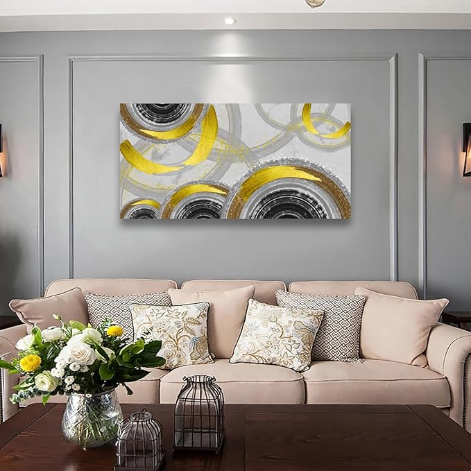 Yellow Abstract Smart Line Pictures Canvas Wall Art for Living room Bedroom Wall Decor,Smart Line Wall Art Print Paitnings for home Decor,Morden Artwork Full of Imagination Line Drawing Canvas Art