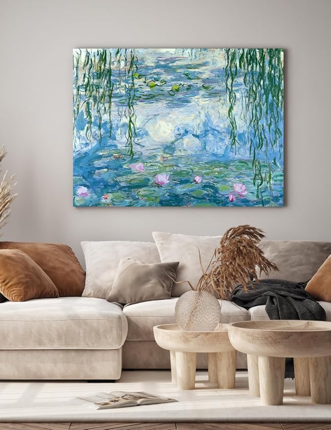 DECORARTS - Water Lilies (1916-1919) by Claude Monet, Museum-Quality Giclee Canvas Print, Wall Art Reproduction, 40" W x 30" H, Made in USA
