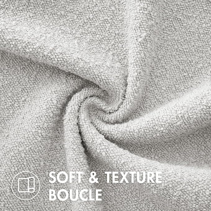 MIULEE 24x24 Decorative Euro Sham Throw Pillows for Bed Set of 2 Textured Boucle Neutral Throw Pillow Coverss Light Grey Accent Solid Couch Pillowcase Cozy Soft Sofa Livingroom Home Decor
