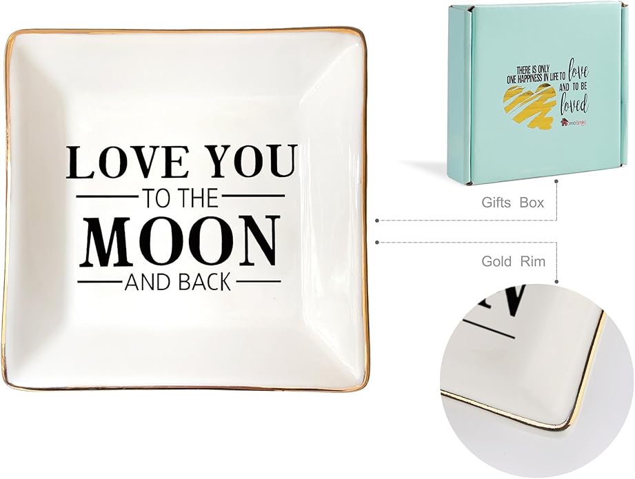HOME SMILE Ceramic Ring Dish Jewelry Tray for Mom Sister Friends