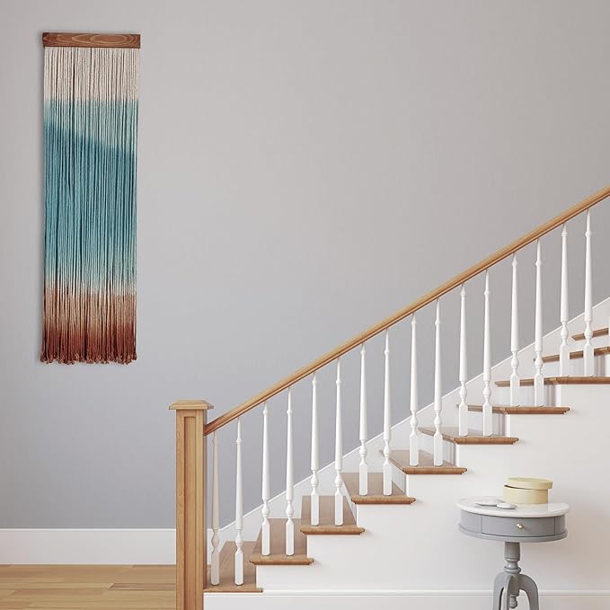 Knots & Beyond Colorful Macrame Wall Hanging, Dip Dye Fiber Art, Boho Wall Decor, Wall Decoration for Office, Entryway Wall Art, 11.8" x 37.4"