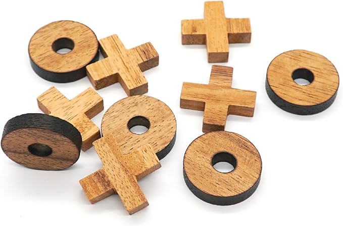 BSIRI Tic Tac Toe Wooden Board Games (Only X-O Pieces)- Unique Gifts, Fun Gifts for Kids and Adults and Use as Living Room Rustic Table Decor Ideal for Coffee Table Decor