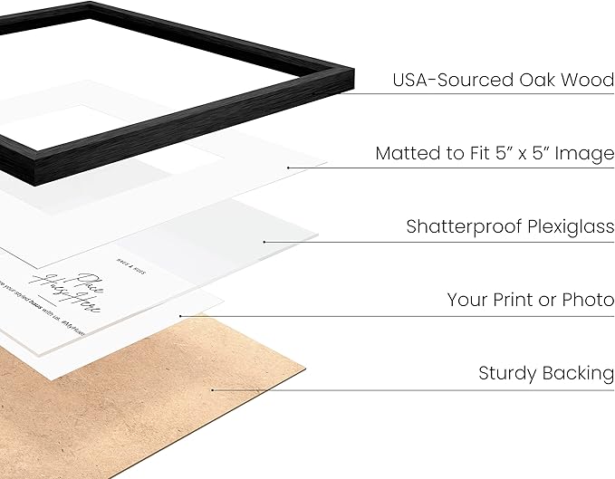 HAUS AND HUES Set of 9 10x10 Picture Frames - 10x10 Frame with Mat Black Picture Frames, Square Frames Photo Gallery Wall Frame Set, 10 x 10 Frame Black Frames for Gallery Wall (Black Frame)