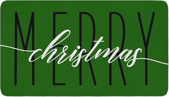 Merry Christmas Welcome Doormat 30x17 Inch Christmas Front Door Mat Indoor Outdoor Entrance Floor Mats Non-Slip Washable Winter Xmas Holiday Home Decor Rugs