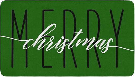 Merry Christmas Welcome Doormat 30x17 Inch Christmas Front Door Mat Indoor Outdoor Entrance Floor Mats Non-Slip Washable Winter Xmas Holiday Home Decor Rugs