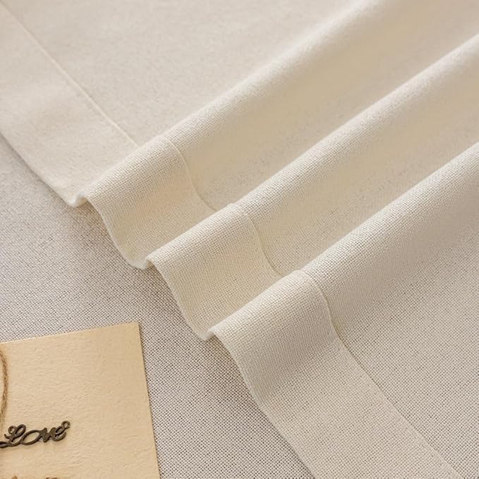 Cream 108 Inch Curtains Faux Linen Extra Long, Thick Semi Sheer Light Filtering Drapes for Living Room Bedroom Window, 2 Panels Set DIY Pinch Pleat Sliding Glass Door Curtain Boho Beige