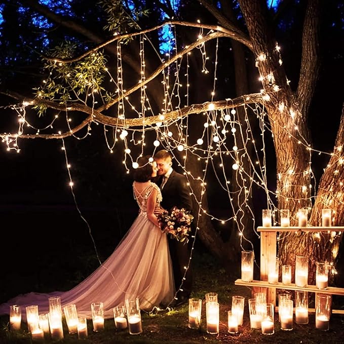 2Pack Christmas String Lights 50 Count 12 Feet Incandescent Bulb Mini Lights for Indoor Xmas Tree Garland Birthday Wedding Party Festival Decoration, Green Wire