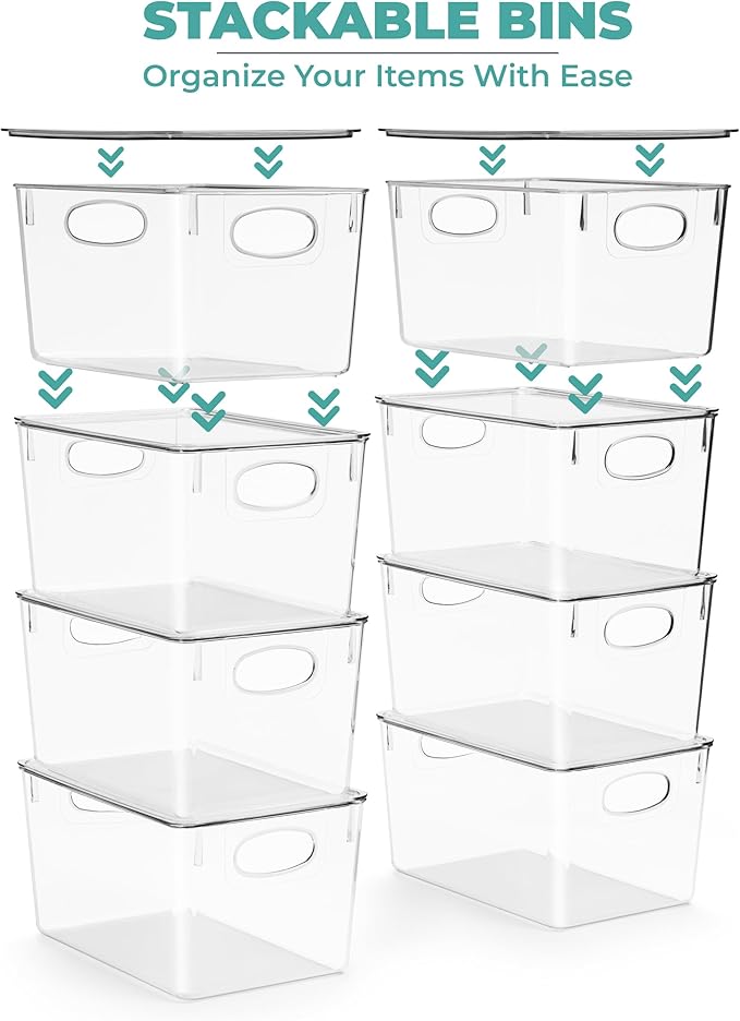 Sorbus Large Clear Plastic Storage Bins with Lids, Clear Stackable Storage Bins, Laundry Room Organizer Bins, Office, Classroom, Playroom, Bathroom, Laundry Room Organization and Storage (8 Pack)