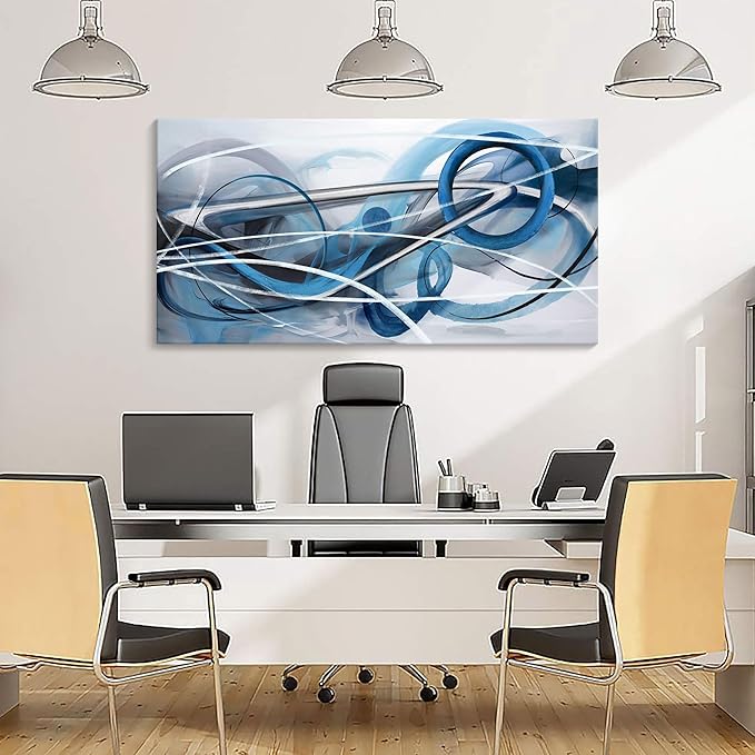 YDYSUNE Blue Abstract Wall Art Modern Canvas Wall Paintings Abstract Artwork for Living Room Pictures for Bedroom Wall Decor Office Home Decor 24×48IN