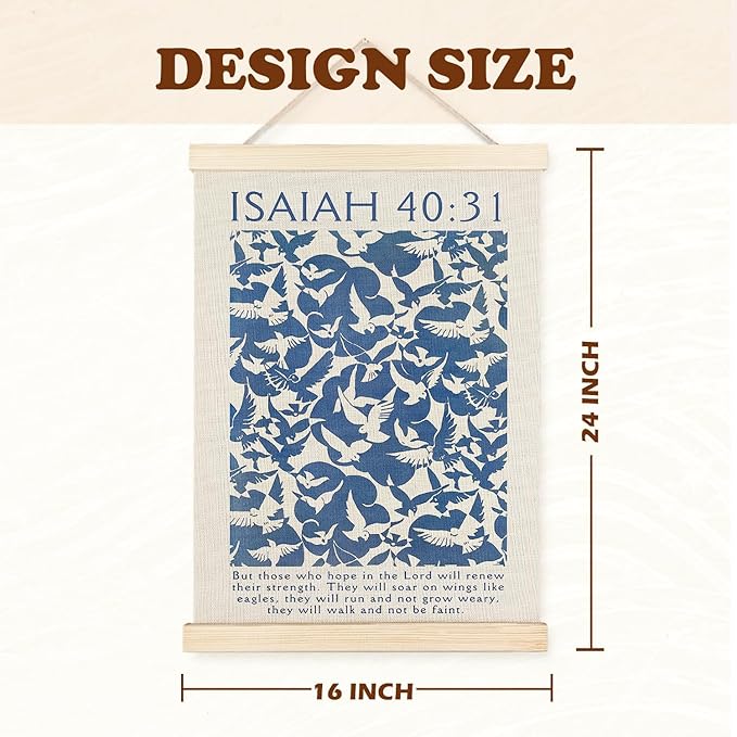 Supwhd Isaiah 40:31 Eagles Christian Wall Art with Wooden Poster Hanger, God is Good Bible Verses Posters Wall Art Decor, Christian Wall Decor for Home Room, 16x24