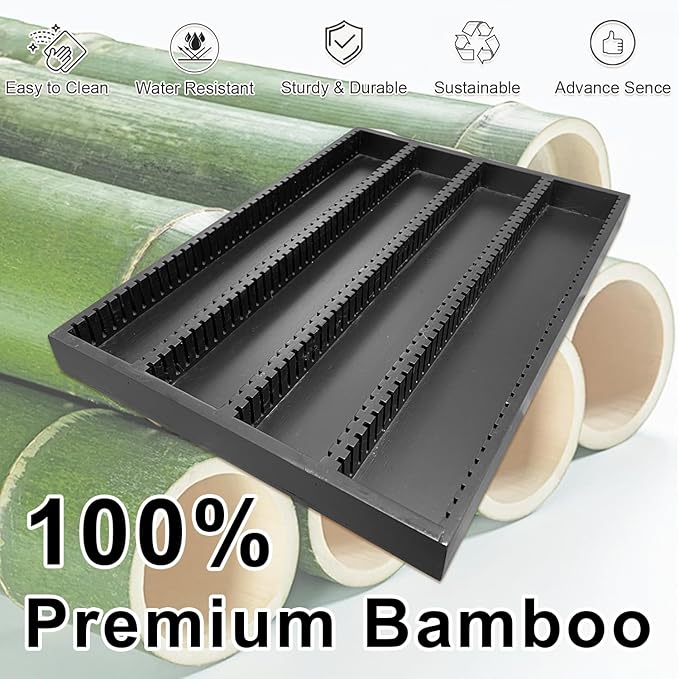 Bamboo Coffee Pod Storage Holder for Drawer Coffee Pods Organizer for Counter, Compatible with Capsules for Kitchen Coffee Station (Black)