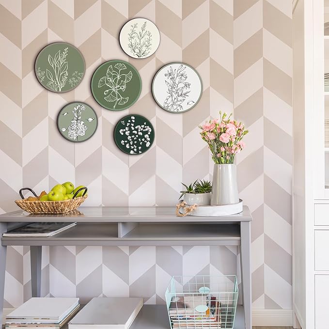 Barydat 6 Pieces Boho Plant Wall Art Decor Wooden Boho Farmhouse Rustic Bohemian Wall Hanging for Bedroom Living Room Office(Greenery,8 Inch, 10 Inch)