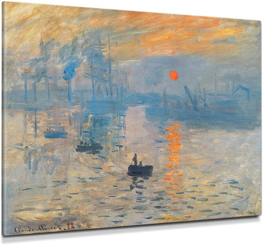 DECORARTS - Impression, Sunrise by Claude Monet, Museum-Quality Giclee Canvas Print, Wall Art Reproduction, 40" W x 30" H, Made in USA