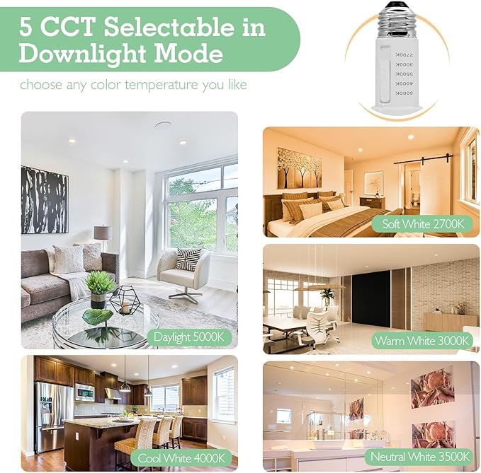 Soliseed 6 Pack 5/6 Inch 5CCT LED Can Lights with Night Light,Retrofit Recessed Lighting Selectable 2700K/3000K/3500K/4000K/5000K,12W=60W,800LM,Dimmable Can Lights,Easy Install