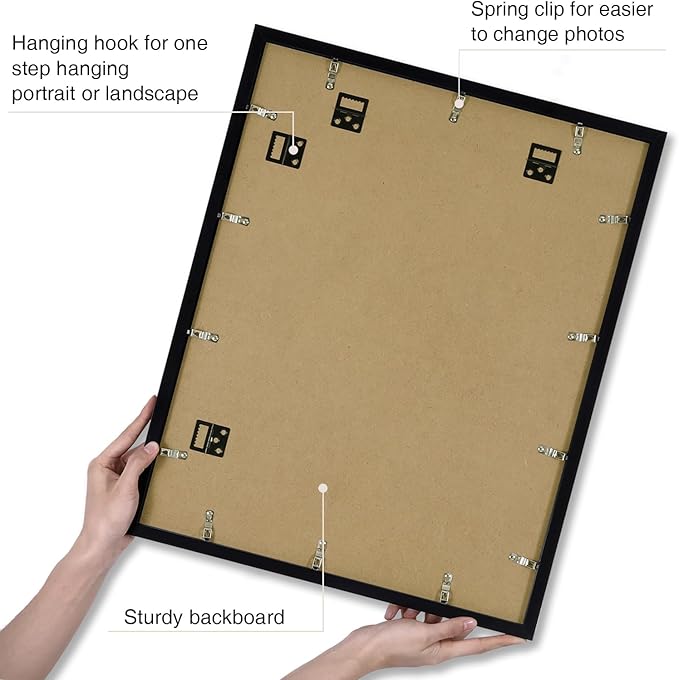 Vittanly 16x20 Picture Frame with Plexiglass - Large Black Poster Frame for Wall Display - Includes 11x14 Mat, Made of Durable PVC Design - 3 Pack