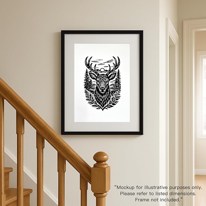 Caelumis Vintage Wall Art Decor Prints Black And White Pictures Posters For Farmhouse Living Bedroom Bathroom Room kitchen Handmade Unframed (Deer 12x16in)