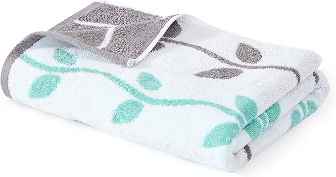 Modern Threads Organic Vines 6-Piece 100% Cotton Towel Set – Yarn Dyed Jacquard & Solid – Includes 2 Bath Towels, 2 Hand Towels, 2 Washcloths – Absorbent, Quick Dry, Soft & Durable – Aqua