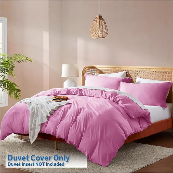 Nestl Light Pink Duvet Cover Full Size - Soft Double Brushed Full Size Duvet Cover Set, 3 Piece, with Button Closure, 1 Duvet Cover 80x90 inches and 2 Pillow Shams