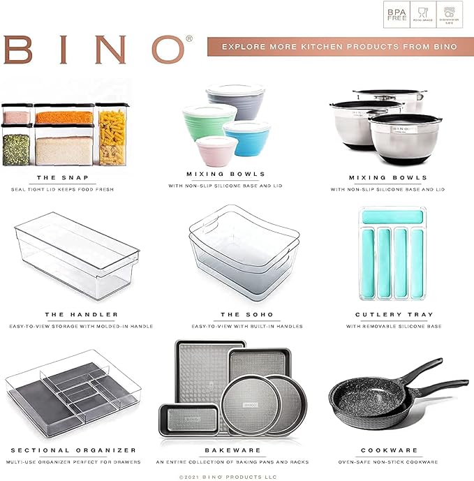 BINO | Stackable Storage Bins, X-Large - 2 Pack | THE STACKER COLLECTION | Clear Plastic | Built-In Handle | BPA-Free | Containers for Organizing Kitchen Pantry | Multi-Use Organizer