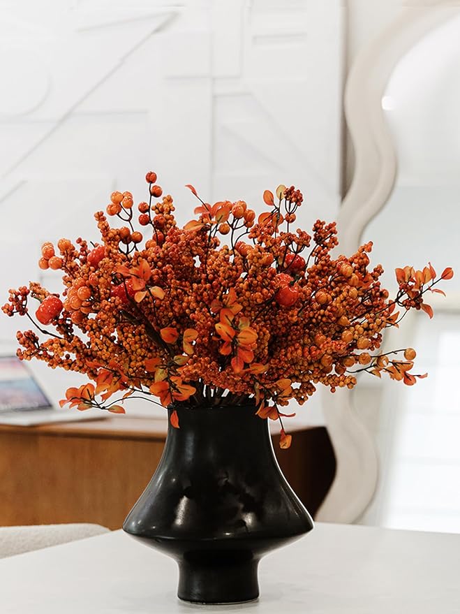 MISSPIN 10 PCS 18 inch Fall Decor Bouquets, Fall Decorations Indoor Outdoor Halloween Thanksgiving Farmhouse Arrangement Decorations for Front Door Wedding Centerpieces in Autumn (Pumpkin Berry)