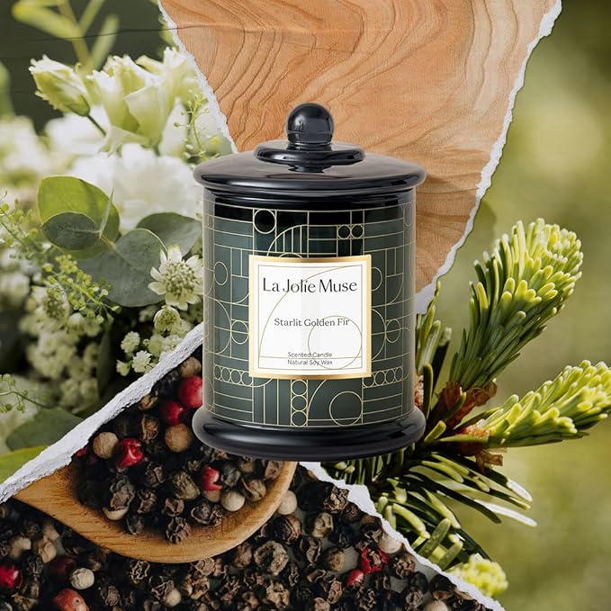 LA JOLIE MUSE Christmas Candle, Cedarwood & Cypress Holiday Gifts, 75 Hours Long Burning, Natural Soy Candle Gift, Fancy Jar Decorative